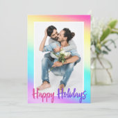 Rainbow Gay Pride Couple Photo Cute Modern Feestdagenkaart (Staand voorkant)