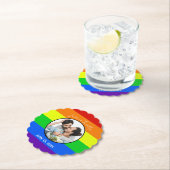 Rainbow Gay Pride Custom Couple Photo Bold Weddens Kartonnen Onderzetters (Insitu)