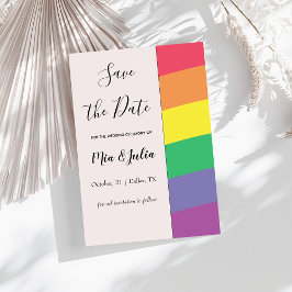 Rainbow Gay Pride Eenvoudig Elegant Minimalistisch Save The Date