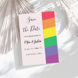 Rainbow Gay Pride Eenvoudig Elegant Minimalistisch Save The Date
