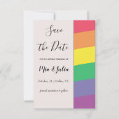 Rainbow Gay Pride Eenvoudig Elegant Minimalistisch Save The Date (Voorkant)