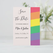 Rainbow Gay Pride Eenvoudig Elegant Minimalistisch Save The Date (Staand voorkant)