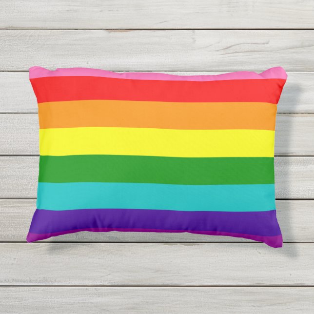 Rainbow Gay Pride LGBT Original 8 Stripes Flag Buitenkussen (Achterkant)