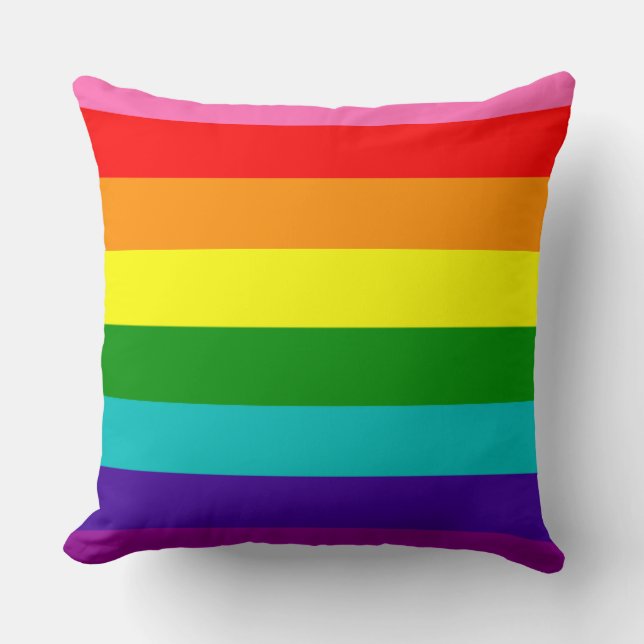 Rainbow Gay Pride LGBT Original 8 Stripes Flag Kussen (Voorkant)