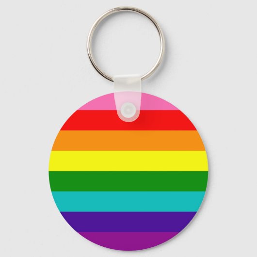 Rainbow Gay Pride LGBT Original 8 Stripes Flag Sleutelhanger (Voorkant)