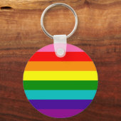Rainbow Gay Pride LGBT Original 8 Stripes Flag Sleutelhanger (Voorkant)