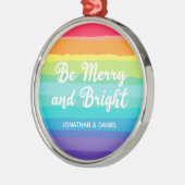 Rainbow Gay Pride Merry & Bright Aangepast kerstfe Metalen Ornament (Links)