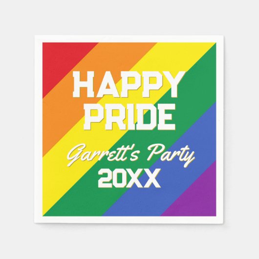 Rainbow Gay Pride Party LGBTQ Custom Paper Servet (Voorkant)
