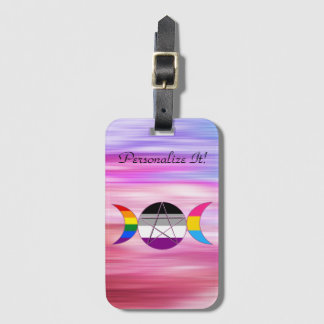 Rainbow Gay Pride Triple Moon Goddess Pentacle Bagagelabel