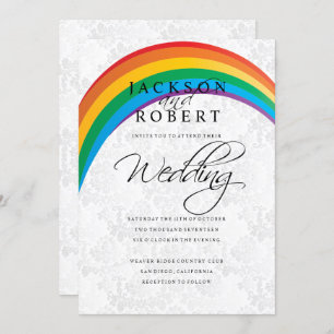 Rainbow Gay Wedding Invitation Kaart