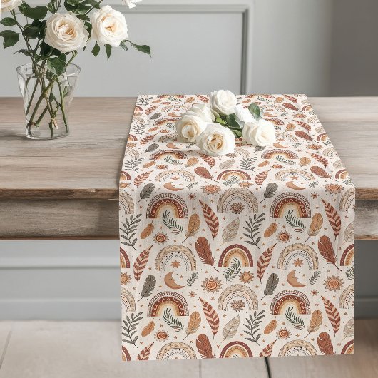 Rainbow-geïnspireerde Boho Table Runner Minimalist Lange Tafelloper