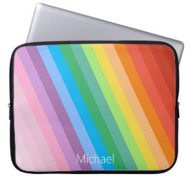 Rainbow gekleurde strepen, gepersonaliseerde naam laptop sleeve