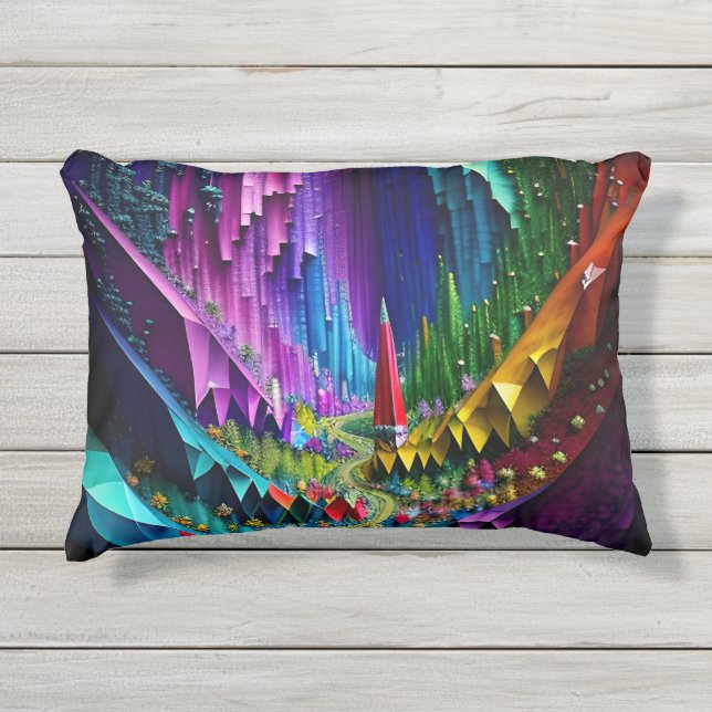 Rainbow Gem Kunst  Buitenkussen (Voorkant)