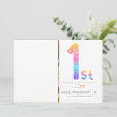 Rainbow Gender Neutral 1st Birthday Foto Kaart (Staand voorkant)