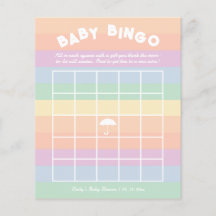 Rainbow Gender Neutral Baby shower Bingogame