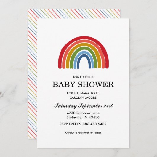Rainbow Gender Neutral Baby shower Kaart (Voorkant / Achterkant)