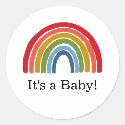 Rainbow Gender Neutral Baby shower Ronde Sticker (Voorkant)