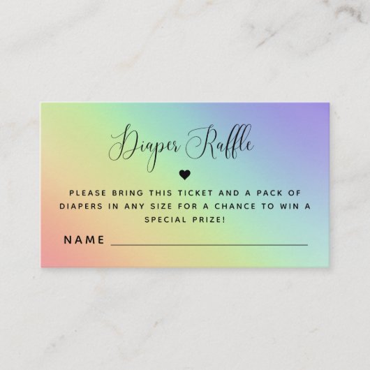Rainbow Gender Neutrale Baby shower Diaper Raffle  Informatiekaartje (Voorkant)