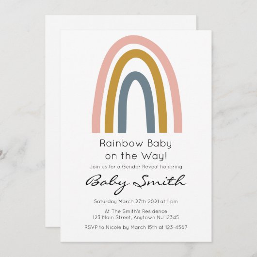 Rainbow Gender onthulling Uitnodiging (Voorkant / Achterkant)