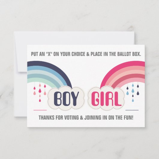 RAINBOW GENDER REVEAL STEMMING BALLOT Uitnodiging (Voorkant)