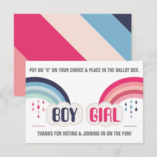 RAINBOW GENDER REVEAL STEMMING BALLOT Uitnodiging (Voorkant / Achterkant)