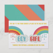 RAINBOW GENDER REVEAL STEMMING BALLOT Uitnodiging (Voorkant / Achterkant)