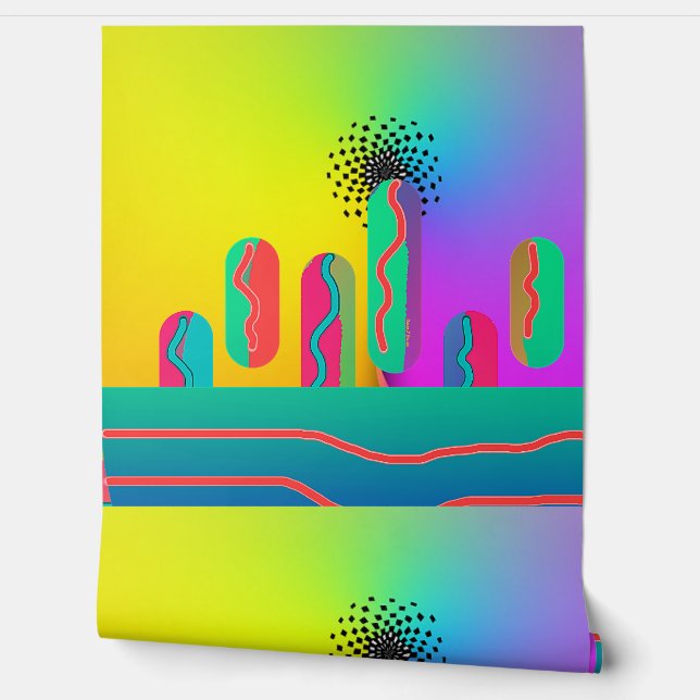 Rainbow Geo Spectacular Print Behang (Afrollen)