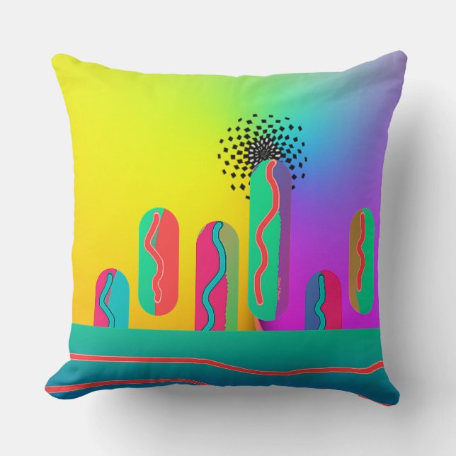 Rainbow Geo Spectacular Print Kussen (Voorkant)