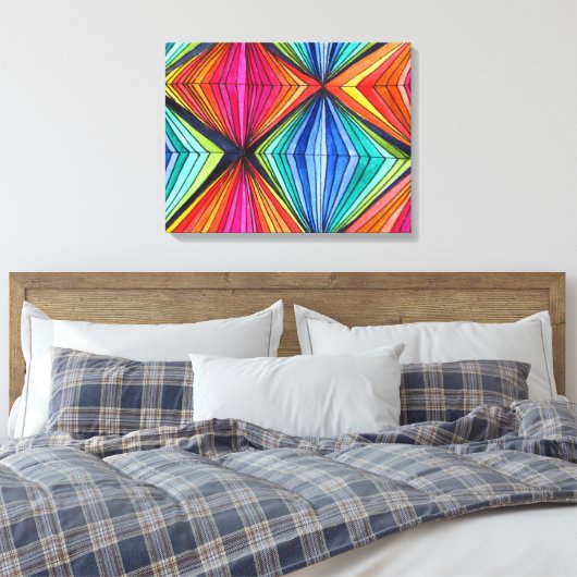 Rainbow Geometric Graphic Art canvas (Insitu (Slaapkamer))
