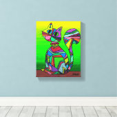 Rainbow GeometriCat Geometric Pattern Cat Art Canvas Afdruk (Insitu (Houten vloer))