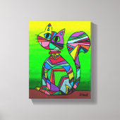 Rainbow GeometriCat Geometric Pattern Cat Art Canvas Afdruk (Voorkant)