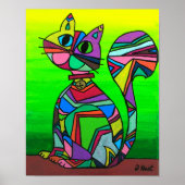 Rainbow GeometriCat Geometric Pattern Cat Art Poster (Voorkant)