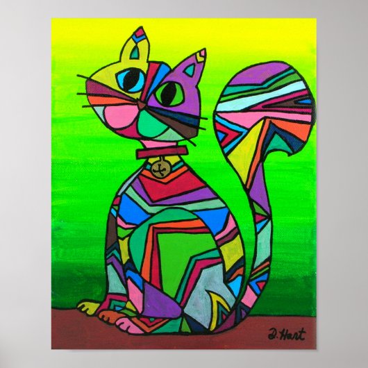 Rainbow GeometriCat Geometric Pattern Cat Art Poster (Voorkant)