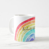 Rainbow gepersonaliseerd inspirerend quote koffiemok (Voorkant links)