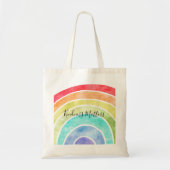Rainbow gepersonaliseerd inspirerend quote tote bag (Voorkant)