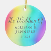Rainbow Gepersonaliseerde LGBTQ Bruiloft Keramisch Ornament (Voorkant)
