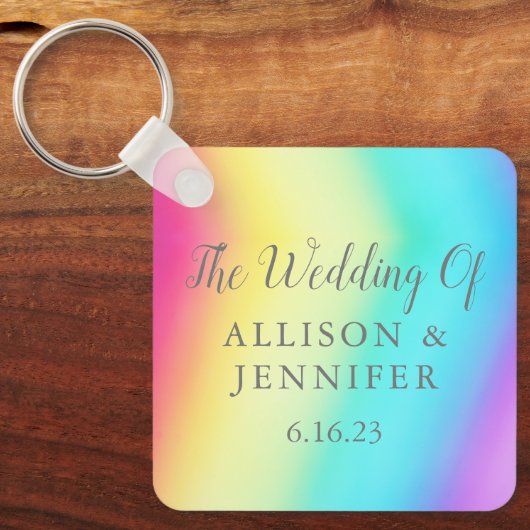  Rainbow Gepersonaliseerde LGBTQ Bruiloft Sleutelhanger (Voorkant)