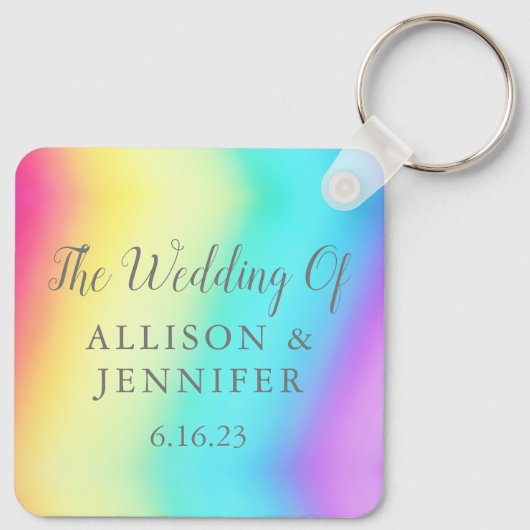  Rainbow Gepersonaliseerde LGBTQ Bruiloft Sleutelhanger (Achterkant)