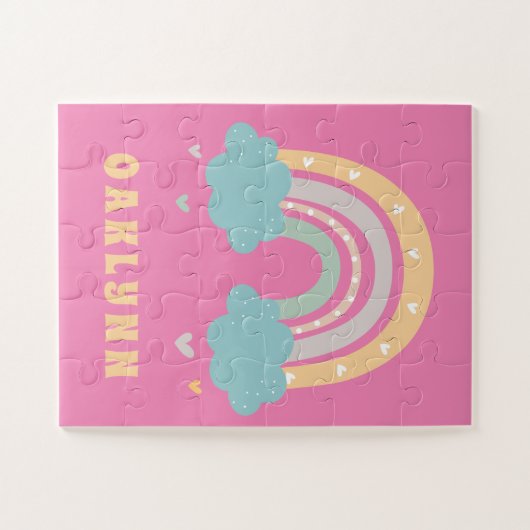 Rainbow Gepersonaliseerde naam Meisjes Legpuzzel (Horizontaal)