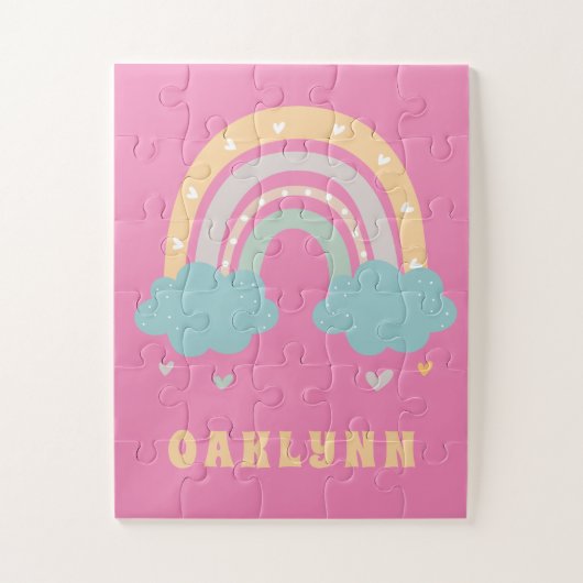 Rainbow Gepersonaliseerde naam Meisjes Legpuzzel (Verticaal)