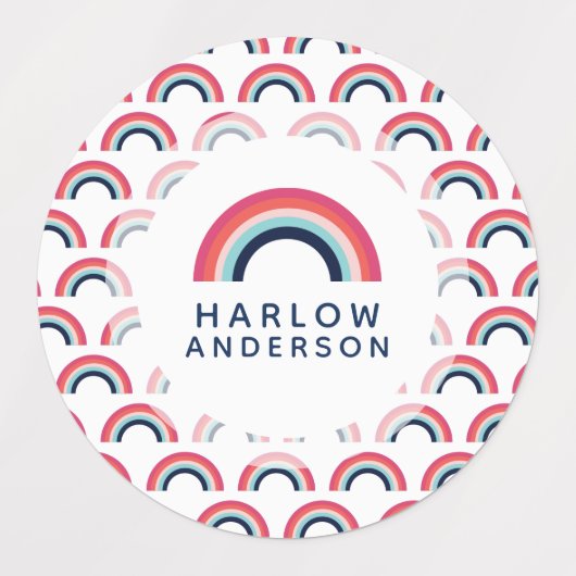 Rainbow Gepersonaliseerde naam School Modern Labels (Design 1)