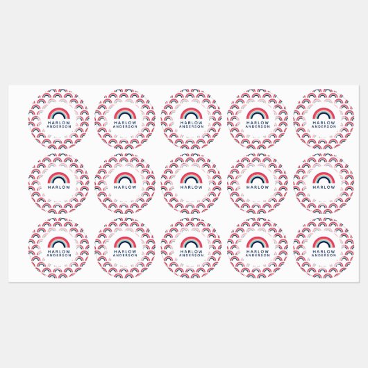 Rainbow Gepersonaliseerde naam School Modern Labels (Vel)