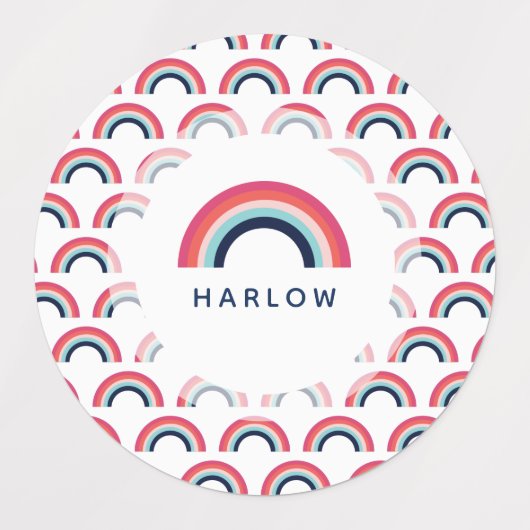 Rainbow Gepersonaliseerde naam School Modern Labels (Design 1)