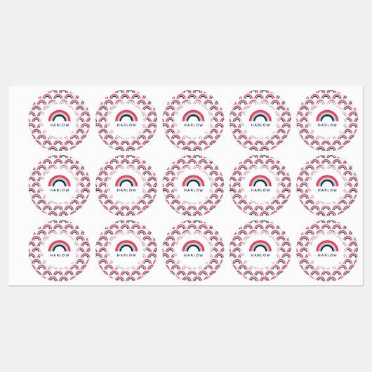 Rainbow Gepersonaliseerde naam School Modern Labels (Vel)