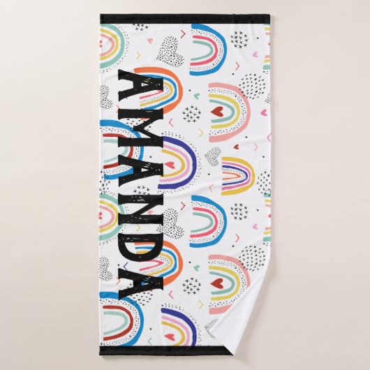 Rainbow Gepersonaliseerde naam Wishanddoek Badhanddoek (Badhanddoek)