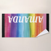 Rainbow Gepersonaliseerde naam Wishanddoek Badhanddoek (Badhanddoek)