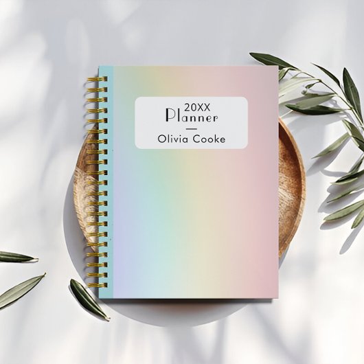 Rainbow gepersonaliseerde planner met aangepaste n