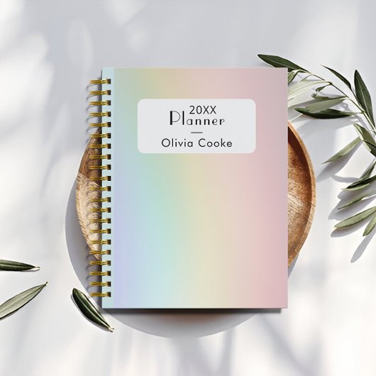 Rainbow gepersonaliseerde planner met aangepaste n