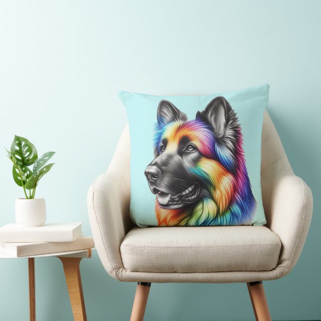 Rainbow German Shepherd Cozy Poem  Kussen (Stoel)