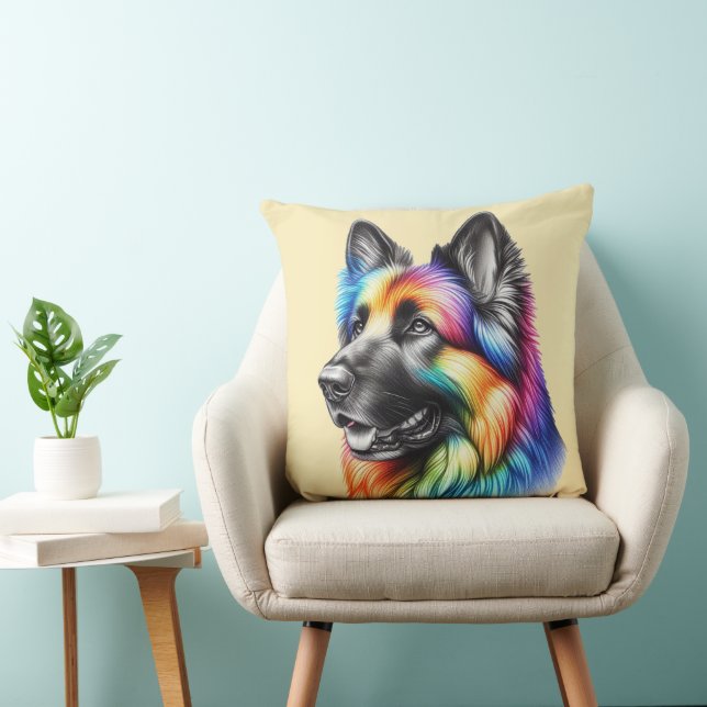 Rainbow German Shepherd Cozy Poem  Kussen (Stoel)